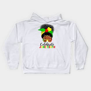 Awesome Messy Bun Juneteenth Celebrate 1865 June 19th Kids Hoodie